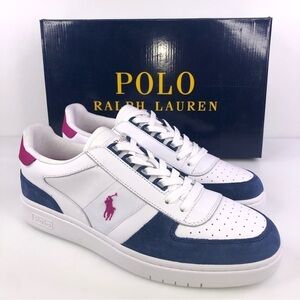 Polo Ralph Lauren Polo Court COLOR  "White/Navy/Pink" Sneaker Shoes